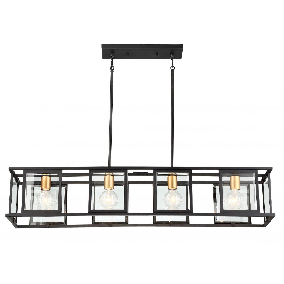 Payne - 4 Light Island Pendant with Clear Beveled Glass - Midnight Bronze Finish - Satco 60-6417