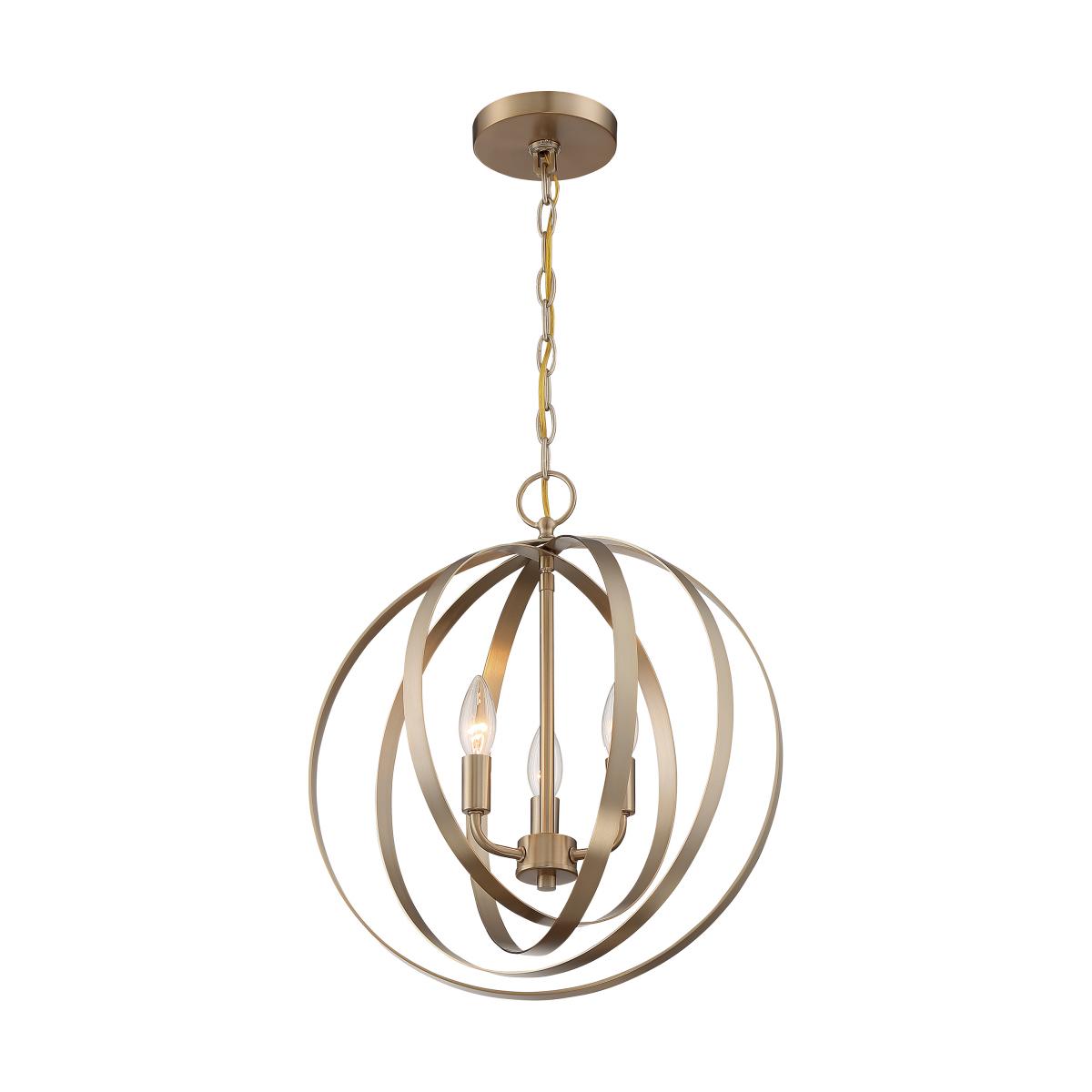 Pendleton - 3 Light Pendant with- Burnished Brass Finish - Satco 60-7057