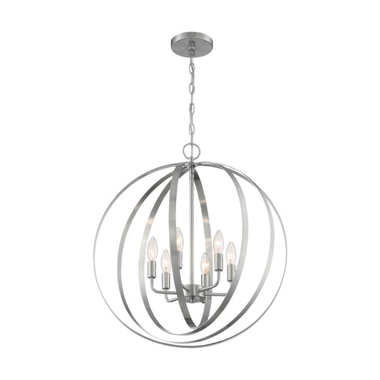 Pendleton - 6 Light Pendant with- Brushed Nickel Finish - Satco 60-7048