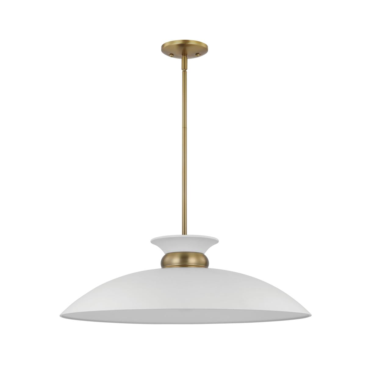 Perkins - 1 Light - Large Pendant - Matte White with Burnished Brass - Satco 60-7465