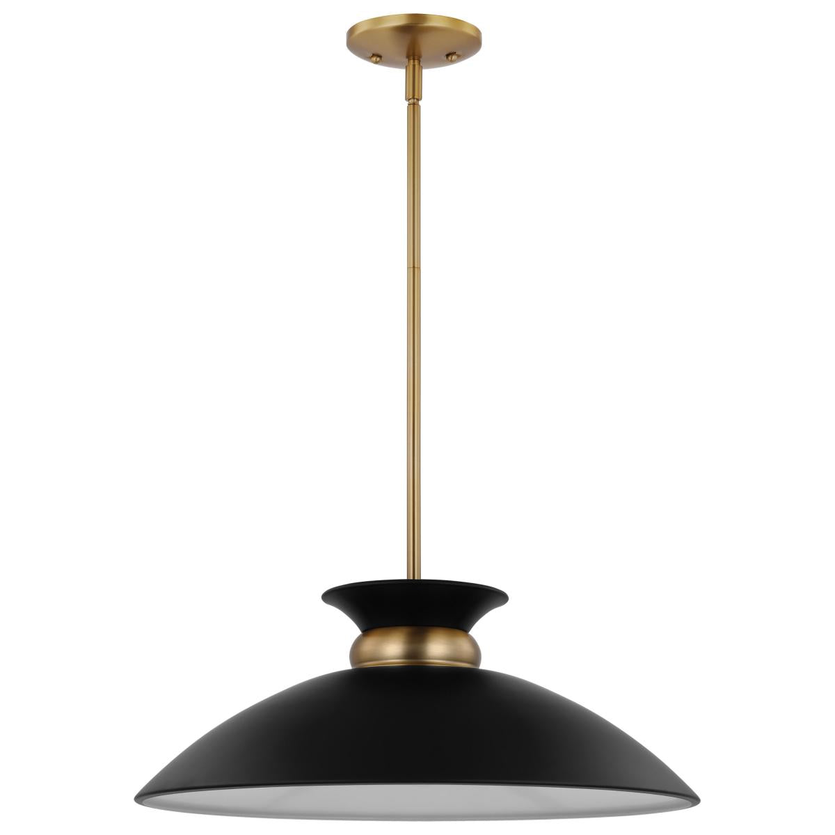 Perkins - 1 Light - Medium Pendant - Matte Black with Burnished Brass - Satco 60-7461
