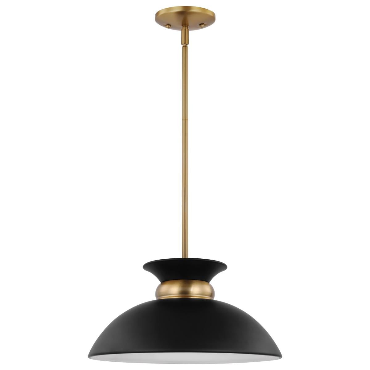 Perkins - 1 Light - Small Pendant - Matte Black with Burnished Brass - Satco 60-7460