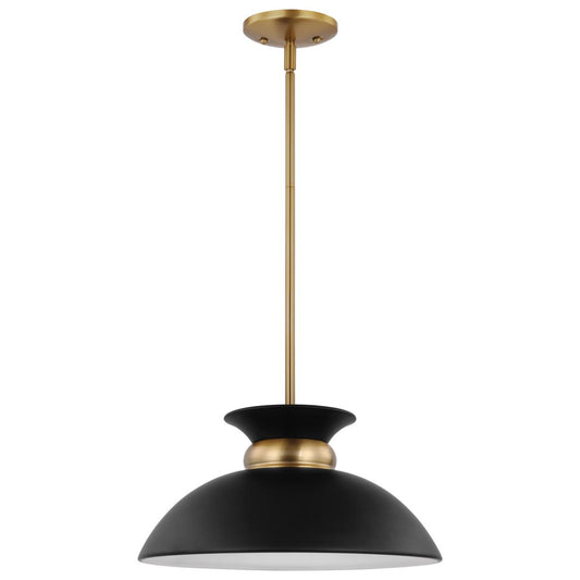 Perkins - 1 Light - Small Pendant - Matte Black with Burnished Brass - Satco 60-7460