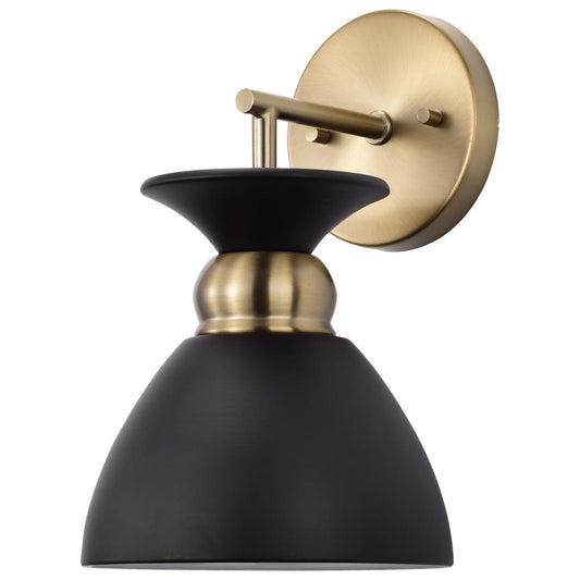 Perkins - 1 Light - Wall Sconce - Matte Black with Burnished Brass - Satco 60-7458