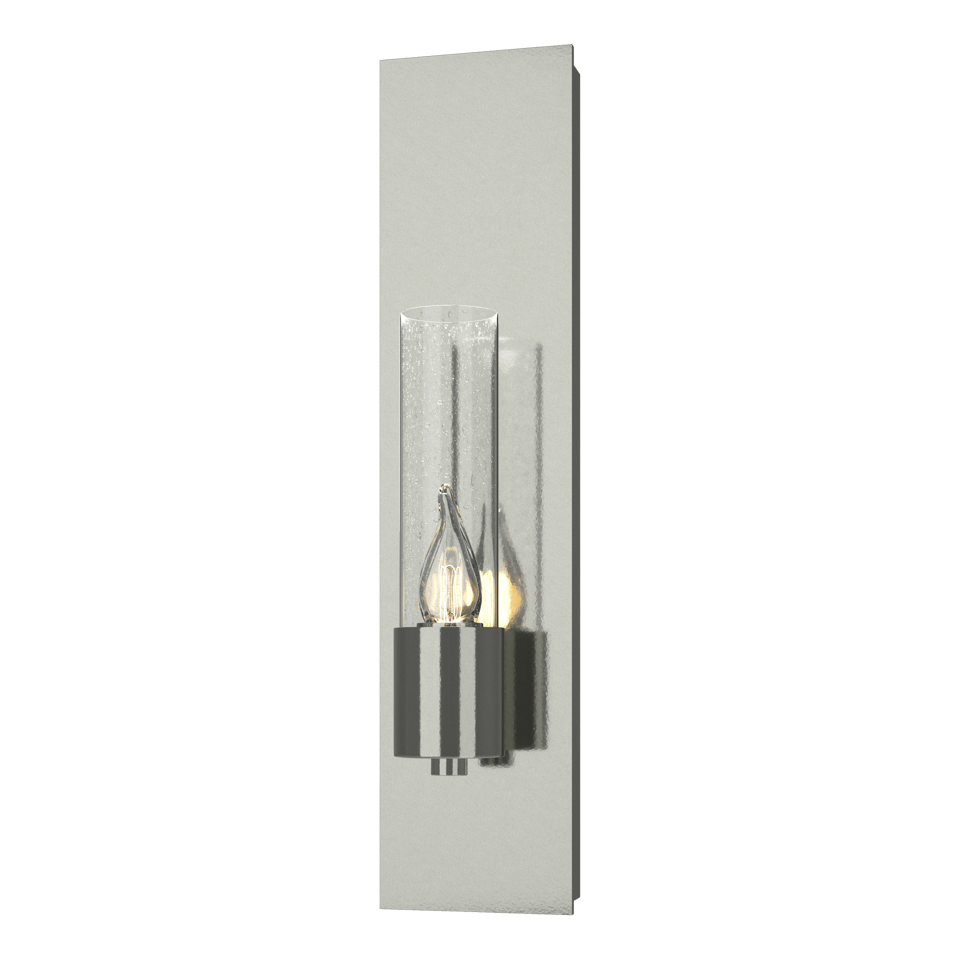 Pillar 1-Light Sconce - Sterling - Clear Seeded Glass by Hubbardton Forge