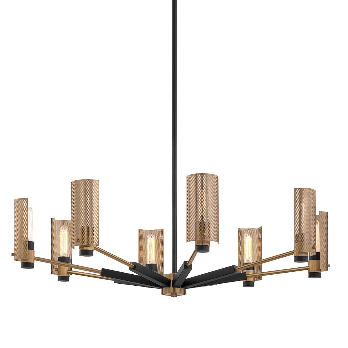 Pilsen Chandelier - 8-Light - Soft Off Black/Patina Brass - Troy Lighting F6878-SFB/PBR
