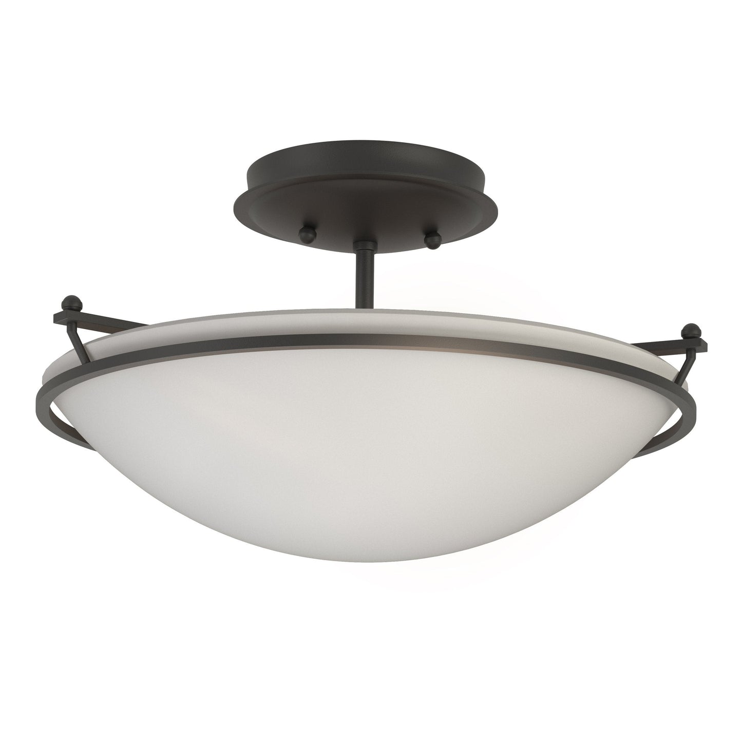Plain Small Semi-Flush - Black - Opal Glass by Hubbardton Forge