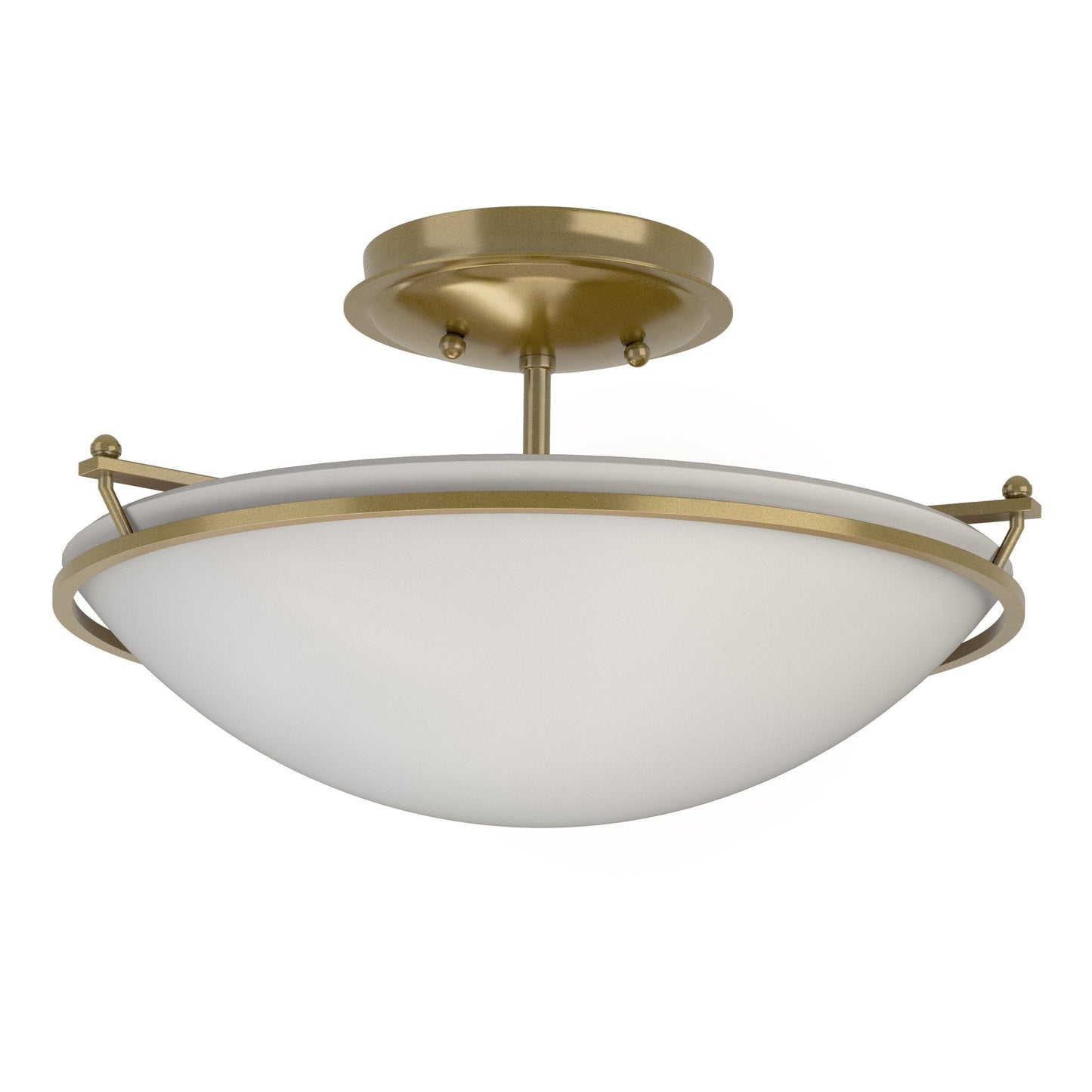 Plain Small Semi-Flush - Modern Brass - Opal Glass by Hubbardton Forge