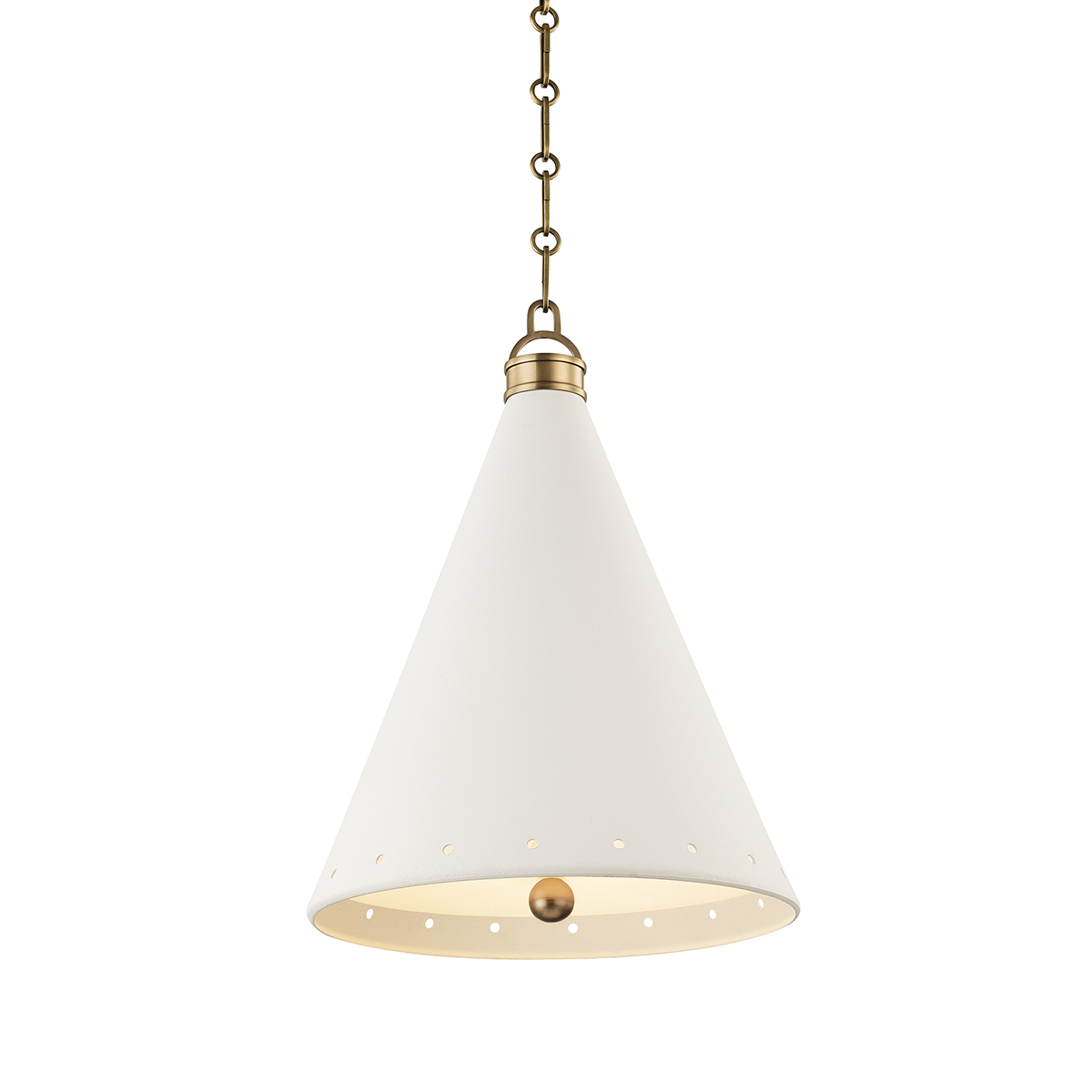 Plaster No.1 Medium Pendant - Aged Brass/White Plaster by Hudson Valley Lighting