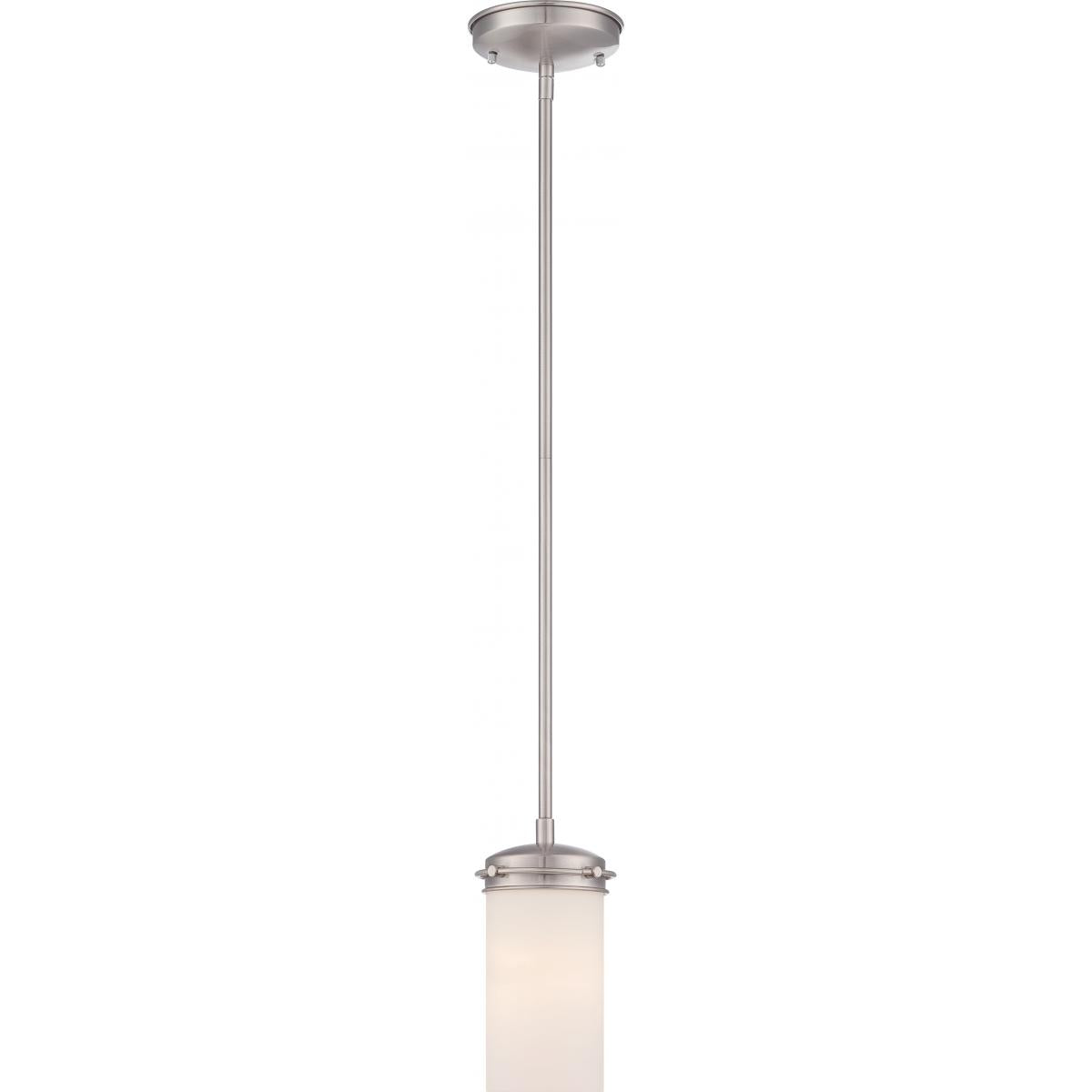 Polaris - 1 Light Mini Pendant with Satin Frosted Glass Shade - Brushed Nickel - Satco 60-615