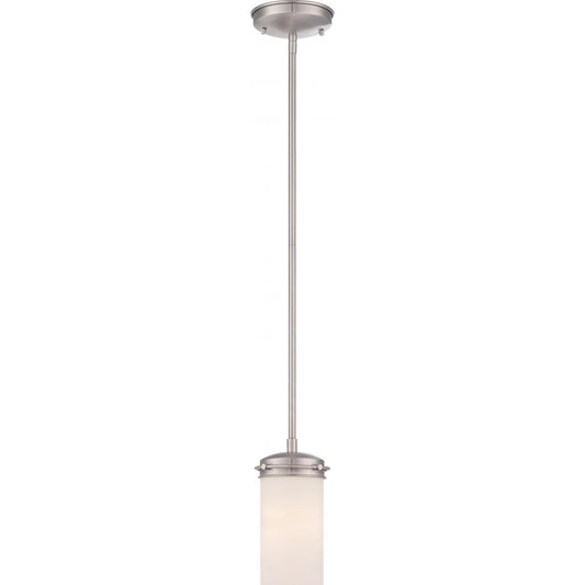 Polaris - 1 Light Mini Pendant with Satin Frosted Glass Shade - Brushed Nickel - Satco 60-615