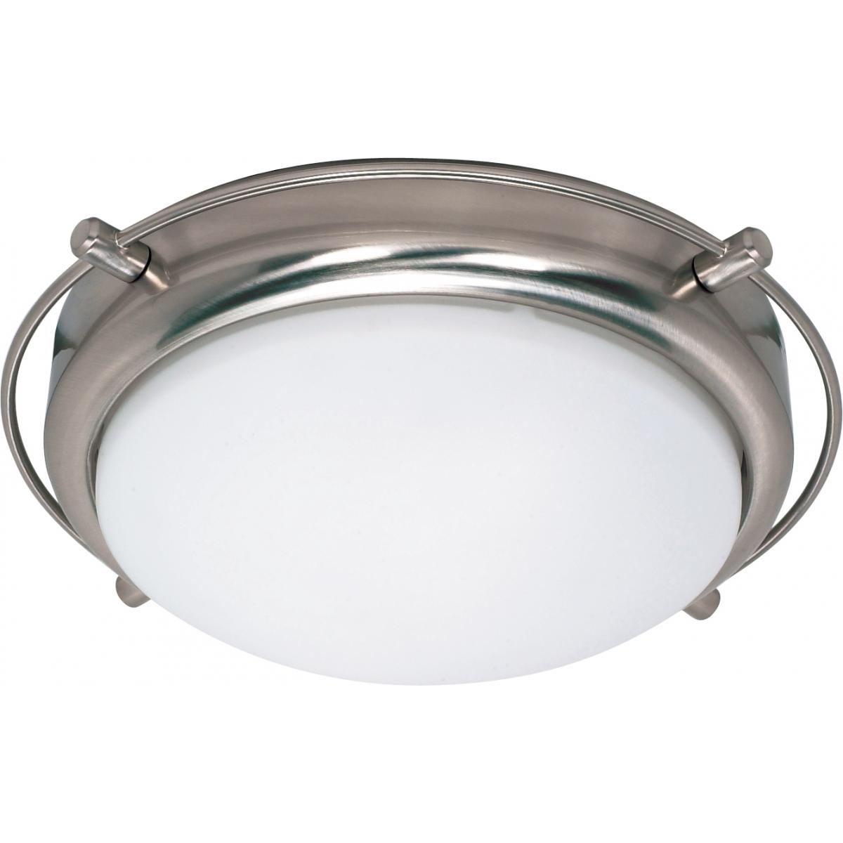 Polaris - 2 Light Flush Mount with Satin Frosted Glass - Brushed Nickel Finish - Satco 60-608