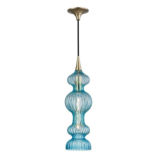 Pomfret Pendant - Aged Brass/Blue by Hudson Valley Lighting