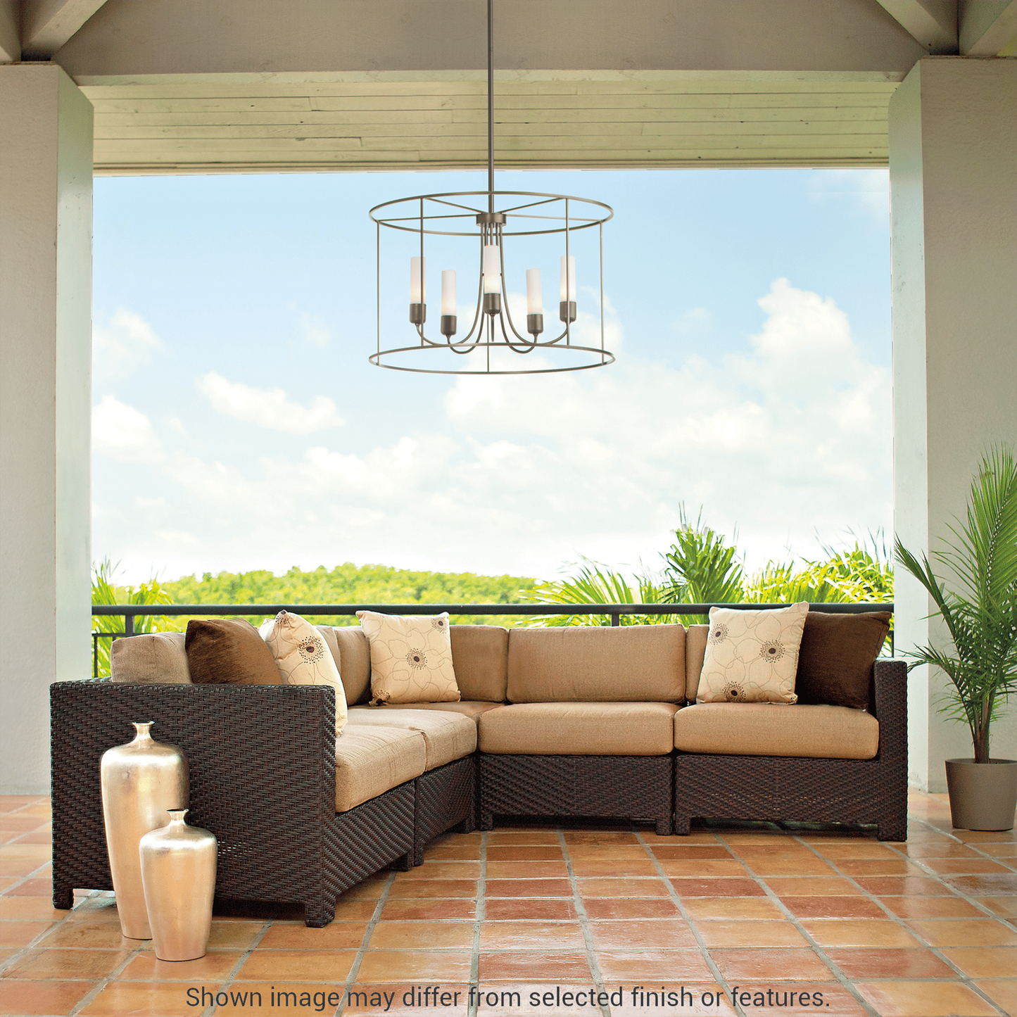 Portico Drum Outdoor Pendant - White - Opal Glass by Hubbardton Forge