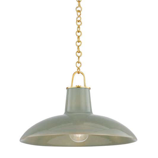 Pottersville Large Pendant - Aged Brass/Ceramic Moss Crackle by Hudson Valley Lighting