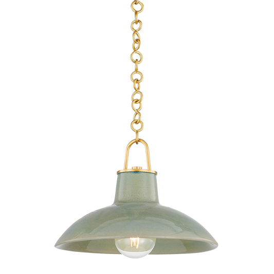 Pottersville Pendant Light - Aged Brass/Ceramic Moss Crackle by Hudson Valley Lighting