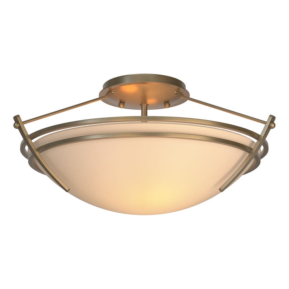 Presidio Tryne Small Semi-Flush - Soft Gold - Sand Glass by Hubbardton Forge