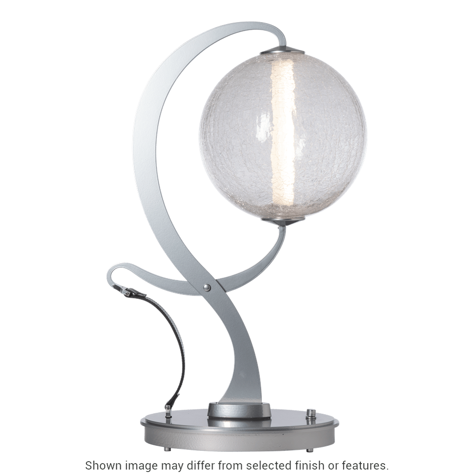 Pression Table Lamp - Vintage Platinum - Leather Black Accent - Crackle Glass by Hubbardton Forge