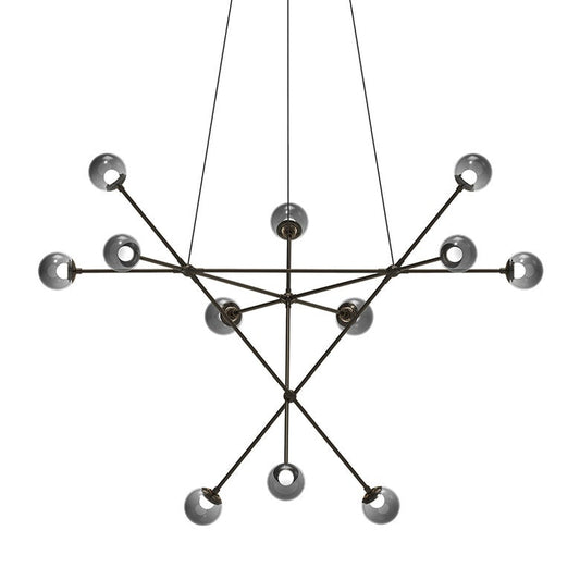 Proton Alpha Chandelier - Polished Black Nickel - Smoke Glass by SONNEMAN