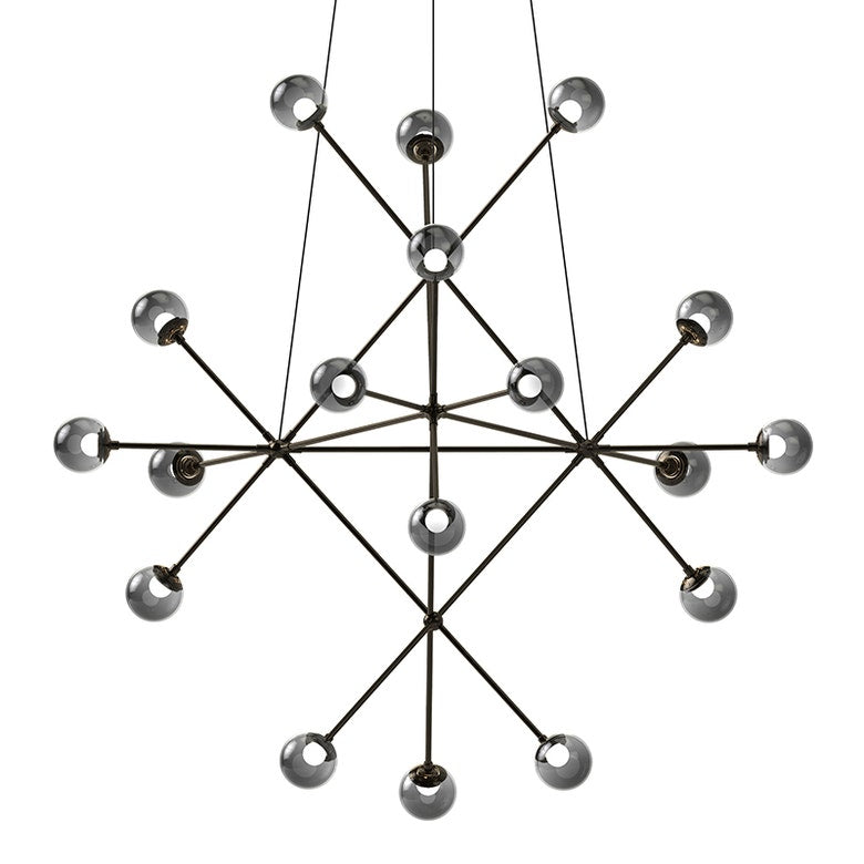 Proton Beta Chandelier - Polished Black Nickel - Smoke Glass by SONNEMAN