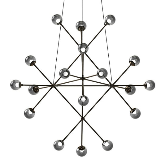Proton Beta Chandelier - Polished Black Nickel - Smoke Glass by SONNEMAN