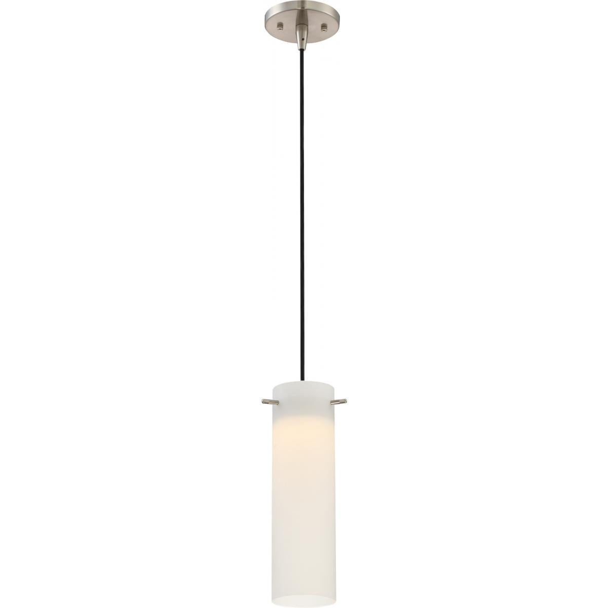 Pulse - LED Mini Pendant with White Opal Glass - Brushed Nickel Finish - Satco 62-953