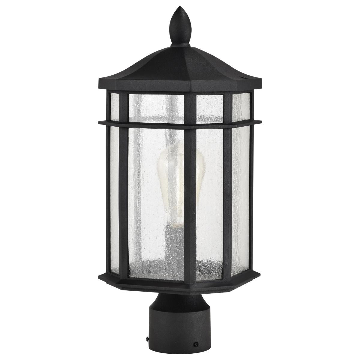 Raiden Collection Outdoor 18 inch Post Light Pole Lantern - Matte Black Finish with Clear Seedy Glass - Satco 60-5758
