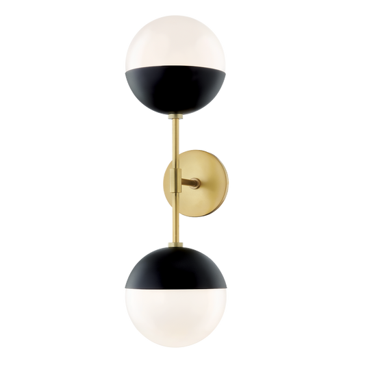 Renee Wall Sconce - 2-Light - Aged Brass/Black - Mitzi H344102A-AGB/BK