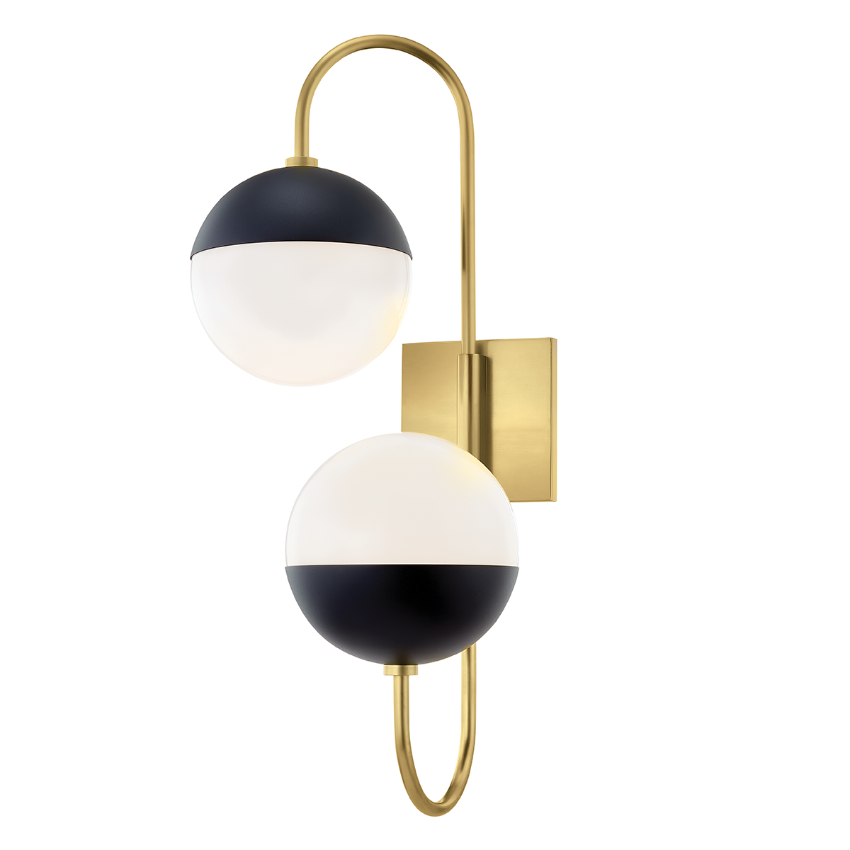 Renee Wall Sconce - 2-Light - Aged Brass/Black - Mitzi H344102B-AGB/BK