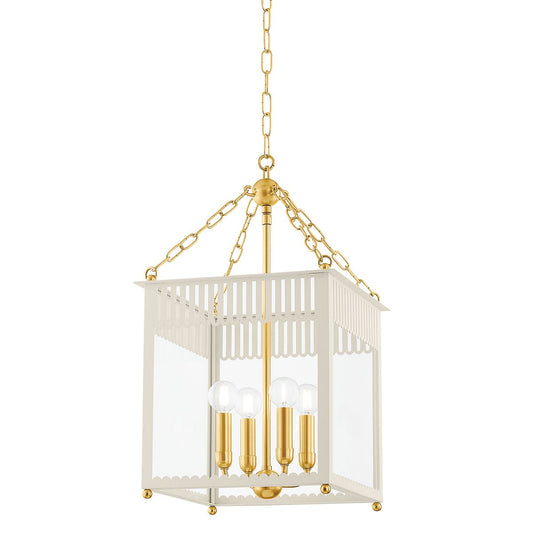 Rosalie Small Lantern - Aged Brass/Soft Cream by Mitzi