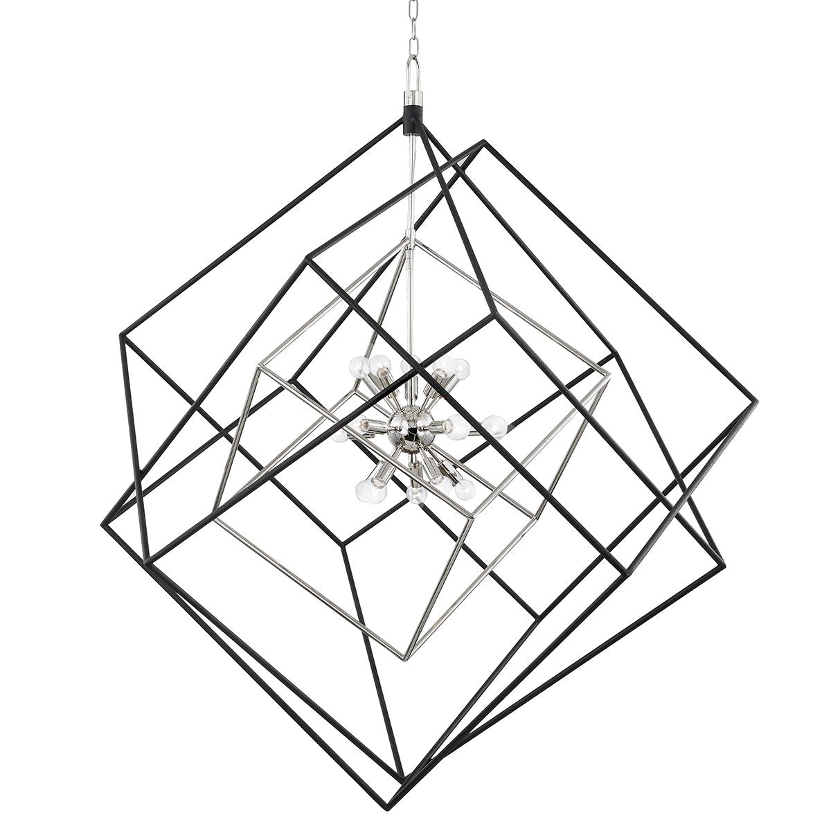 Roundout 15-Light Chandelier - Polished Nickel/Black by Hudson Valley Lighting