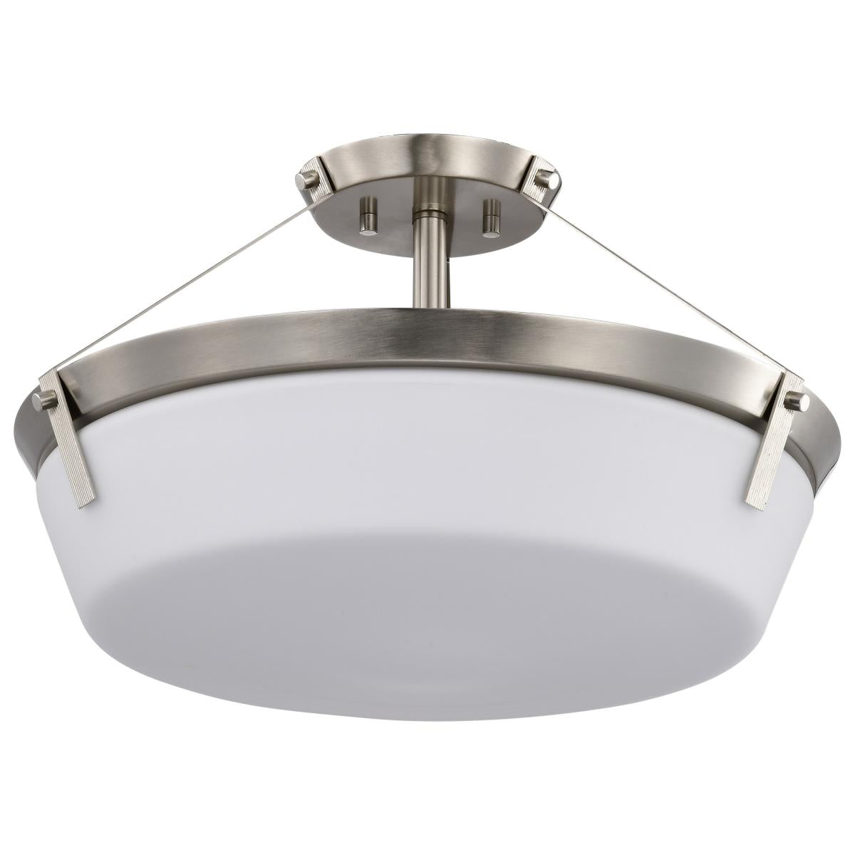 Rowen 4 Light Semi Flush - Brushed Nickel Finish - Etched White Glass - Satco 60-7762
