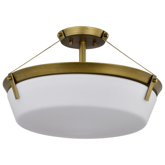 Rowen 4 Light Semi Flush - Natural Brass Finish - Etched White Glass - Satco 60-7752