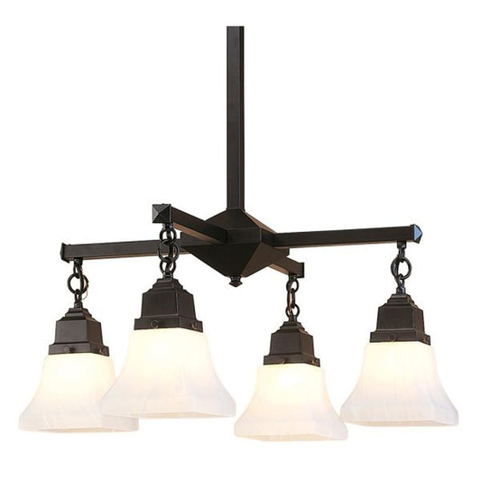 Ruskin 4 Light Chandelier - RCH-4-BK - Satin Black by Arroyo Craftsman