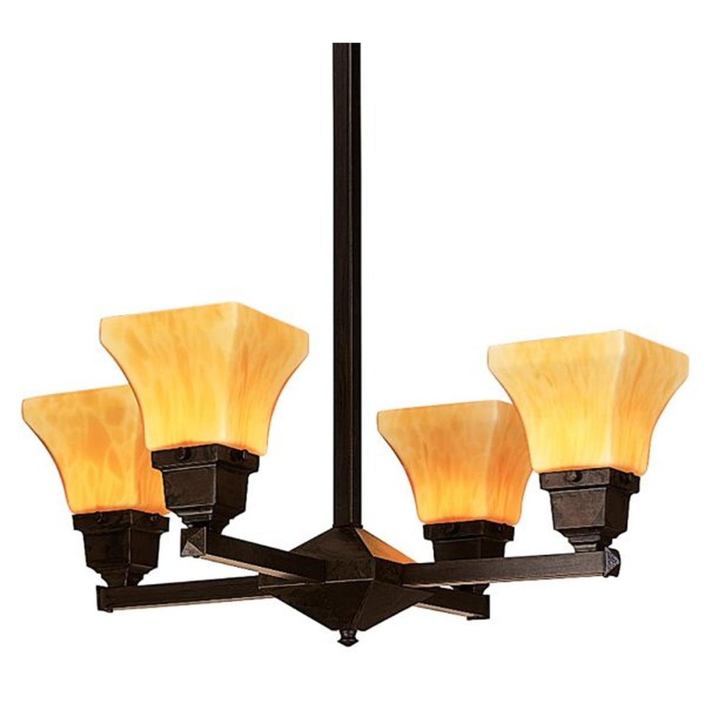 Ruskin 4 Light Chandelier – Shades Up - RCH-4U-BZ - Bronze by Arroyo Craftsman