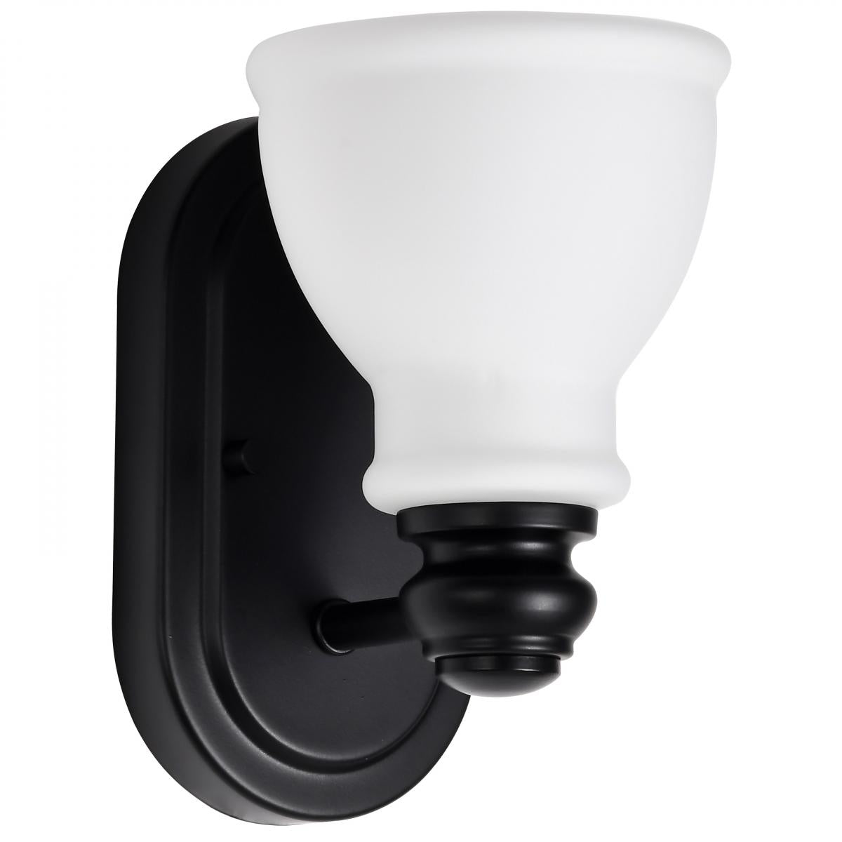 Russel - 1 Light Vanity - Matte Black with Satin White Glass - Satco 60-8021