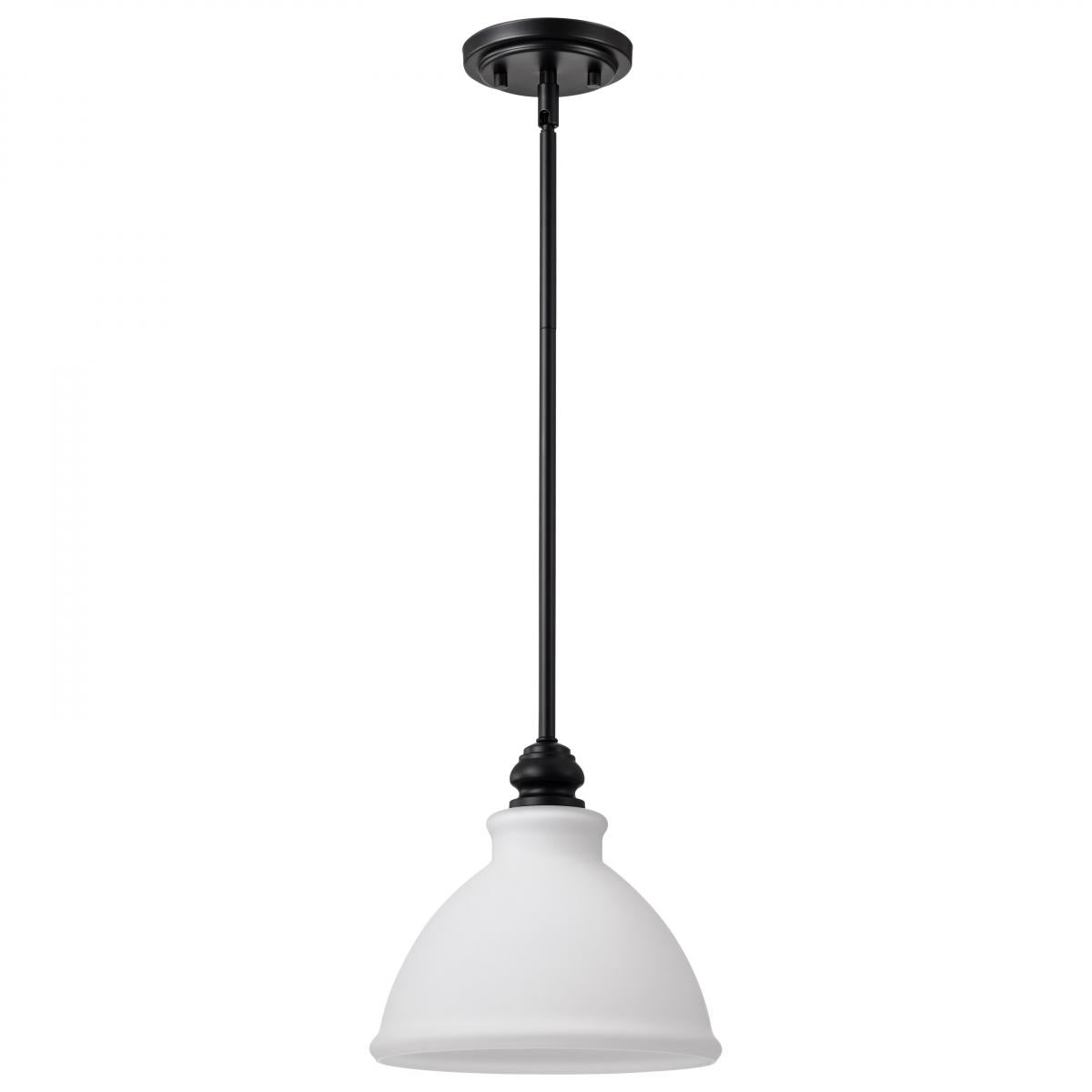 Russel - 10 Inch Mini Pendant - Matte Black with Satin White Glass - Satco 60-8024