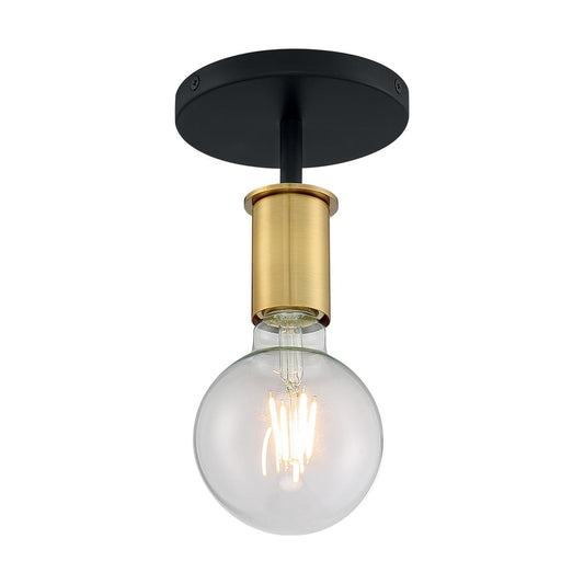 Ryder - 1 Light Semi-Flush with- Black and Brushed Brass Finish - Satco 60-7343