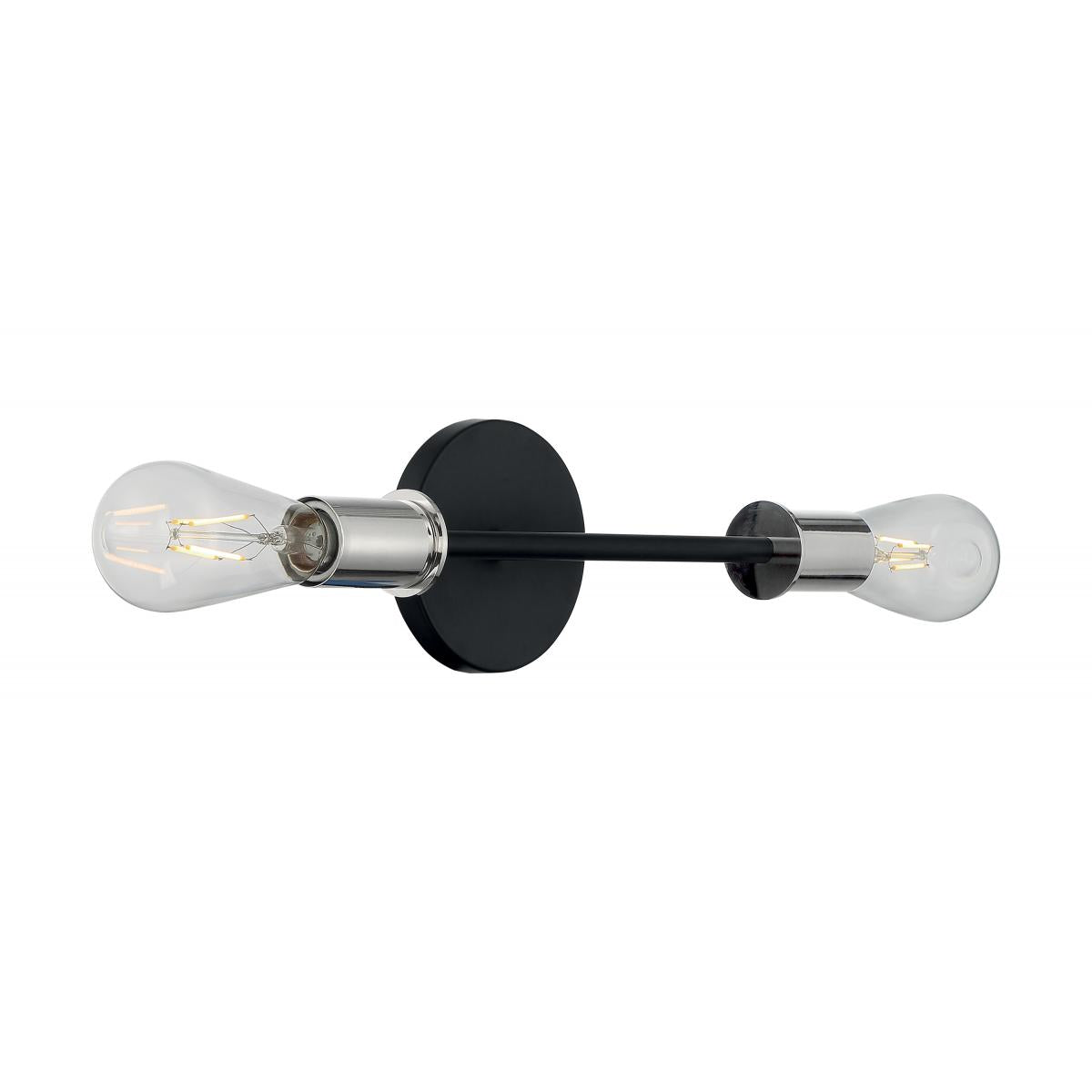 Ryder - 2 Light Vanity with- Black and Polished Nickel Finish - Satco 60-7352