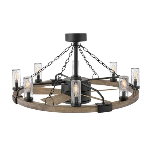 Sawyer 36" with 28" LED Smart Fandelier - Matte Black with Driftwood Accents by Hinkley Lighting