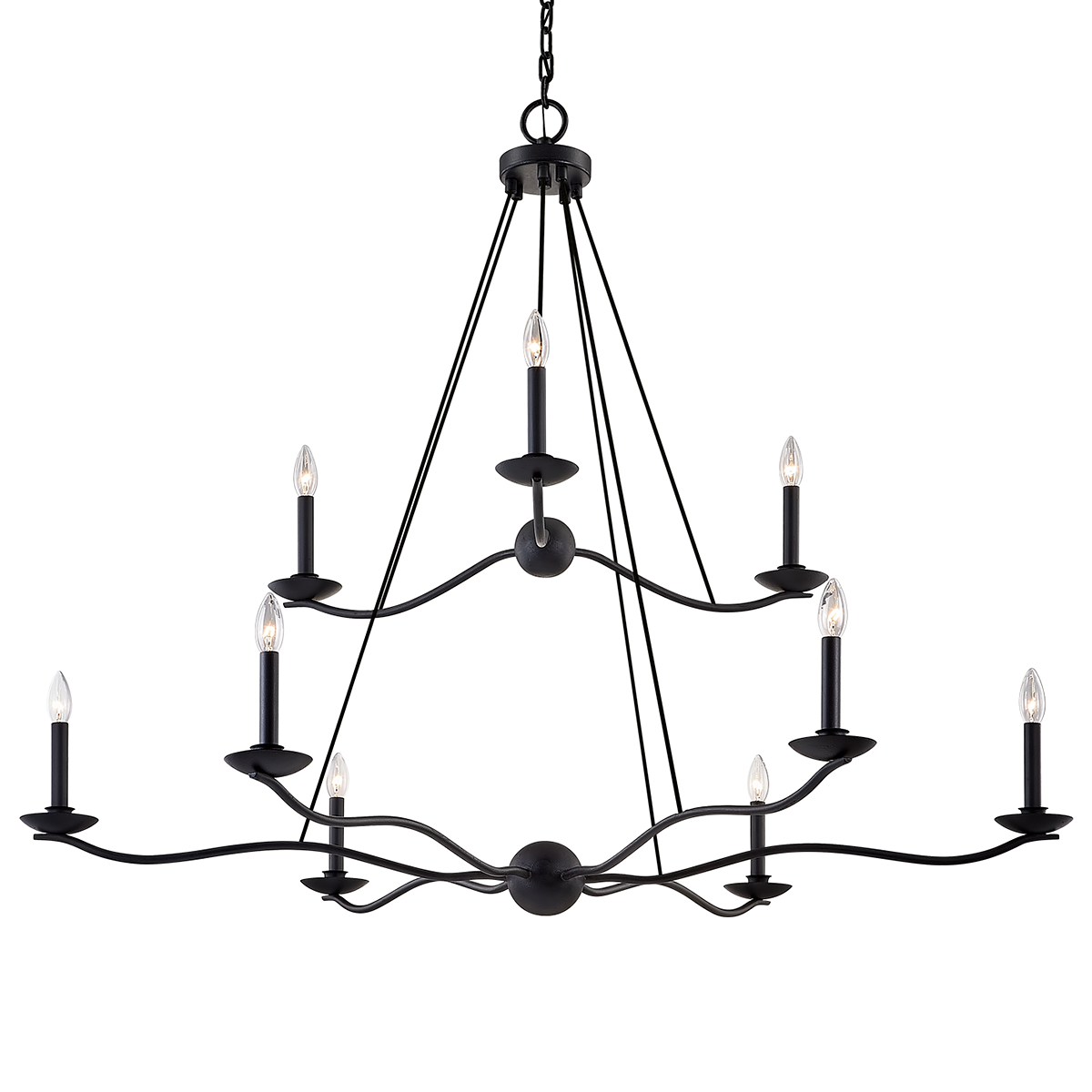 Sawyer Chandelier - 9-Light - Forged Iron - Troy Lighting F6309-FOR