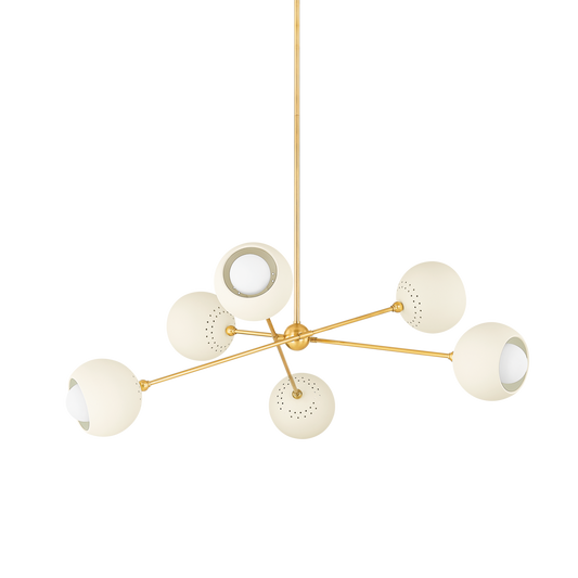 Saylor Chandelier - 6-Light - Aged Brass/Soft Cream - Mitzi H832806-AGB/SCR