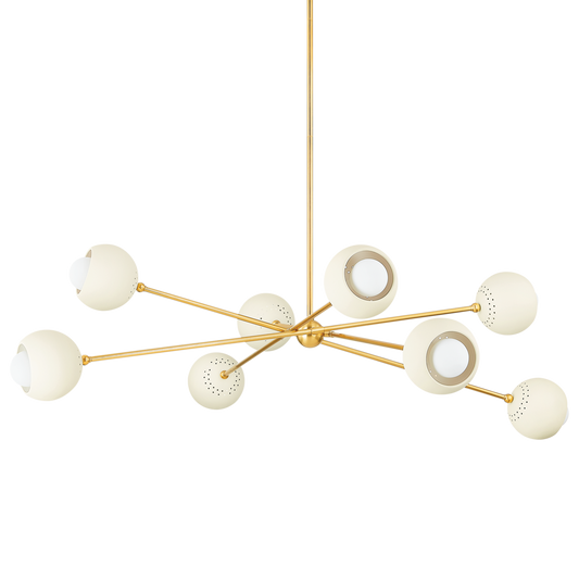 Saylor Chandelier - 8-Light - Aged Brass/Soft Cream - Mitzi H832808-AGB/SCR