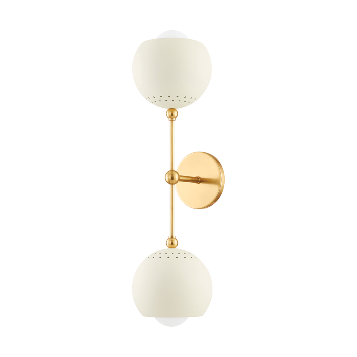 Saylor Wall Sconce - 2-Light - Aged Brass/Soft Cream - Mitzi H832102-AGB/SCR