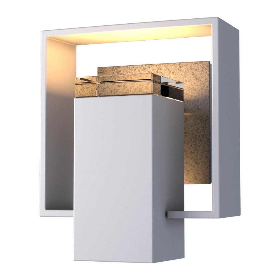 Shadow Box Small Outdoor Sconce - Coastal Burnished Steel - Natural Iron Accent by Hubbardton Forge