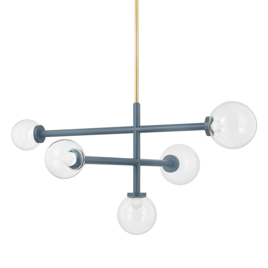 Sia Chandelier - 5-Light - Aged Brass/Slate Blue - Mitzi H883805-AGB/SBL