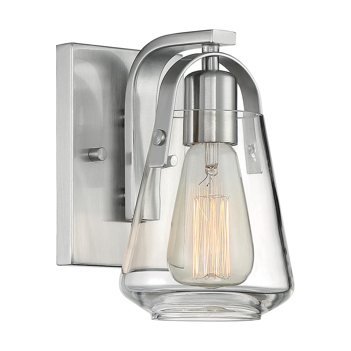 Skybridge - 1 Light Vanity with Clear Glass - Brushed Nickel Finish - Satco 60-7111