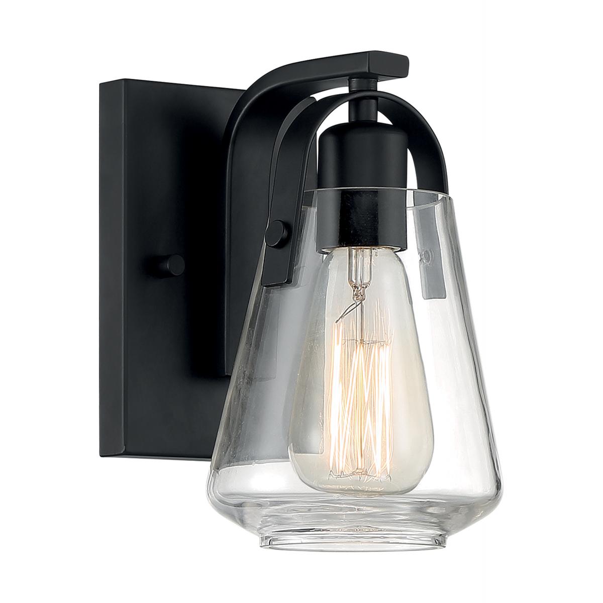 Skybridge - 1 Light Vanity with Clear Glass - Matte Black Finish - Satco 60-7101