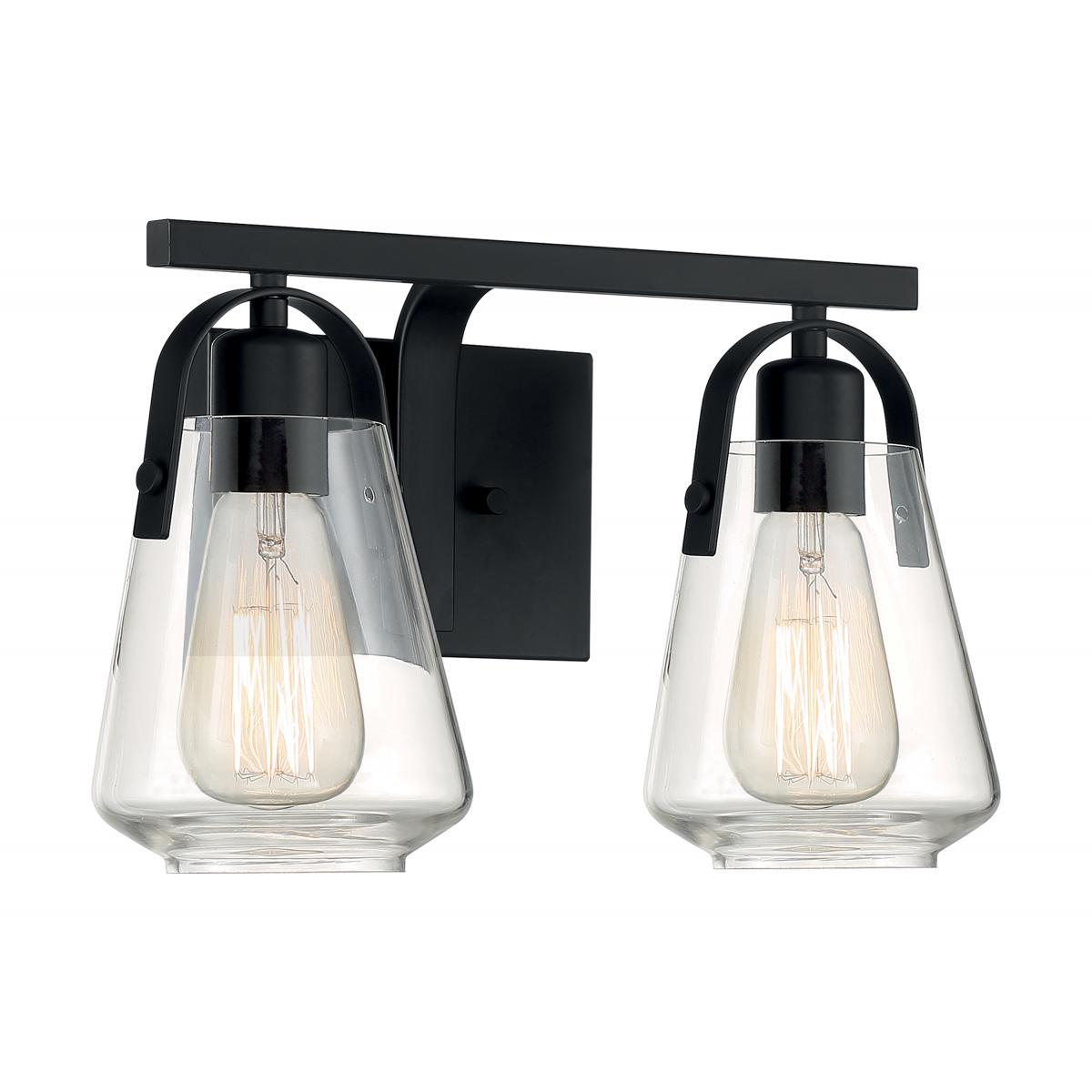 Skybridge - 2 Light Vanity with Clear Glass - Matte Black Finish - Satco 60-7102