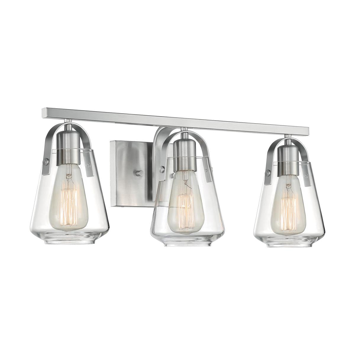 Skybridge - 3 Light Vanity with Clear Glass - Brushed Nickel Finish - Satco 60-7113